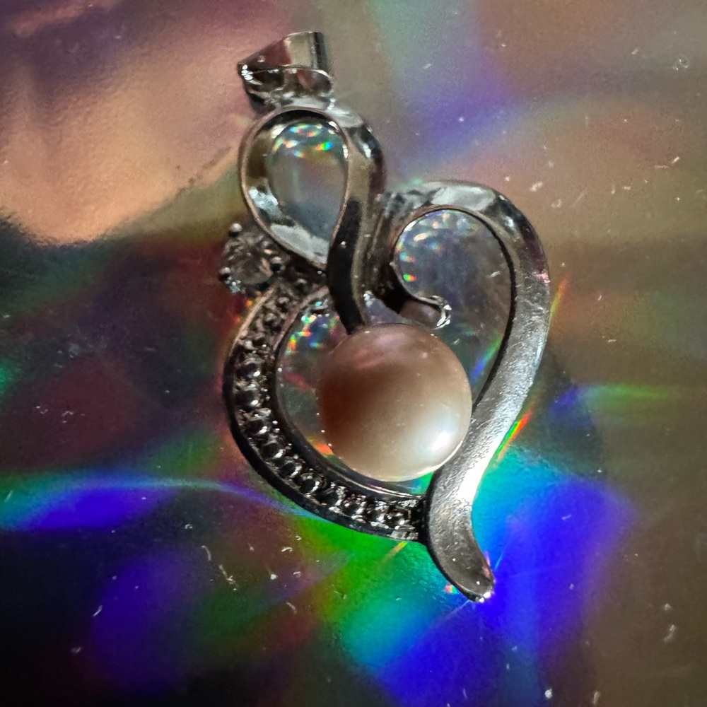 Genuine South sea 8-9mm silver plated pendant
